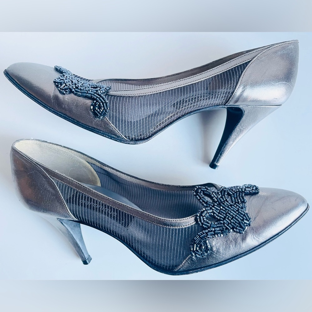 STUART WEITZMAN 3” high heel silver platinum crystal jewels women ladies holiday